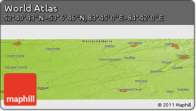 Physical Panoramic Map of the Area around 52° 53' 45" N, 84° 13' 29" E