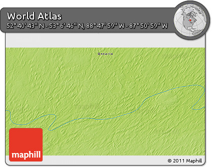 Physical 3D Map of the Area around 52° 53' 45" N, 88° 19' 29" W