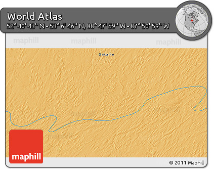 Political 3D Map of the Area around 52° 53' 45" N, 88° 19' 29" W