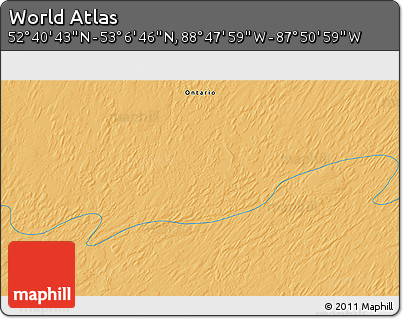 Political 3D Map of the Area around 52° 53' 45" N, 88° 19' 29" W