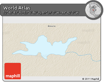 Shaded Relief 3D Map of the Area around 52° 53' 45" N, 89° 10' 30" W