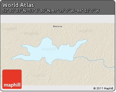 Shaded Relief 3D Map of the Area around 52° 53' 45" N, 89° 10' 30" W