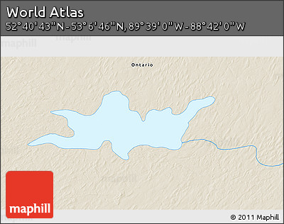 Shaded Relief 3D Map of the Area around 52° 53' 45" N, 89° 10' 30" W