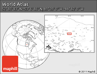Blank Location Map of the Area around 52° 53' 45" N, 89° 10' 30" W