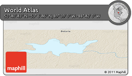 Shaded Relief Panoramic Map of the Area around 52° 53' 45" N, 89° 10' 30" W