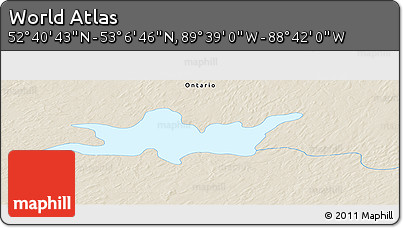 Shaded Relief Panoramic Map of the Area around 52° 53' 45" N, 89° 10' 30" W