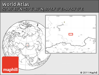 Blank Location Map of the Area around 52° 53' 45" N, 94° 25' 30" E