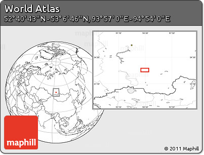 Blank Location Map of the Area around 52° 53' 45" N, 94° 25' 30" E