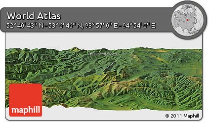 Satellite Panoramic Map of the Area around 52° 53' 45" N, 94° 25' 30" E