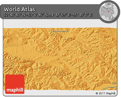 Political 3D Map of the Area around 52° 53' 45" N, 95° 16' 30" E