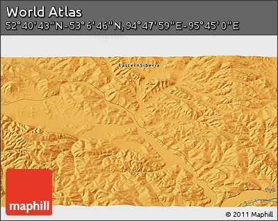 Political 3D Map of the Area around 52° 53' 45" N, 95° 16' 30" E