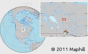 Gray Location Map of the area around 52° 53' 45" N, 95° 7' 30" W