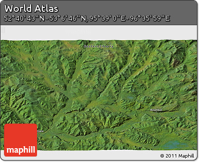Satellite 3D Map of the Area around 52° 53' 45" N, 96° 7' 30" E
