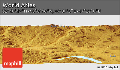 Physical Panoramic Map of the Area around 52° 53' 45" N, 96° 58' 29" E