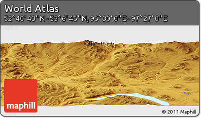 Physical Panoramic Map of the Area around 52° 53' 45" N, 96° 58' 29" E