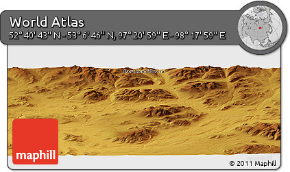 Physical Panoramic Map of the Area around 52° 53' 45" N, 97° 49' 29" E