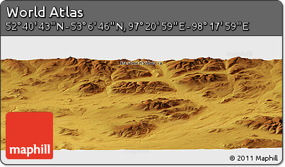 Physical Panoramic Map of the Area around 52° 53' 45" N, 97° 49' 29" E