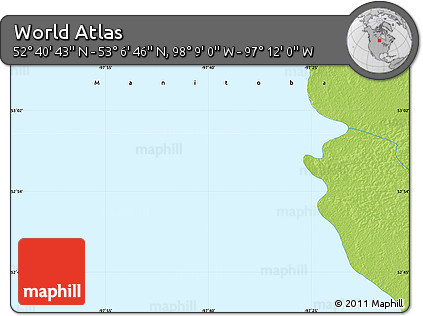 Physical Map of the Area around 52° 53' 45" N, 97° 40' 30" W