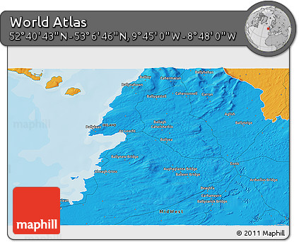 Political 3D Map of the Area around 52° 53' 45" N, 9° 16' 30" W