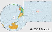Political Location Map of the area around 52° 14' 43" S, 101° 55' 30" W