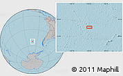 Gray Location Map of the area around 52° 14' 43" S, 102° 46' 30" W, hill shading