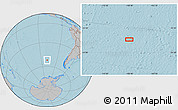 Gray Location Map of the area around 52° 14' 43" S, 108° 43' 29" W, hill shading
