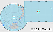 Gray Location Map of the area around 52° 14' 43" S, 110° 25' 30" W