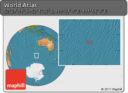 Satellite Location Map of the Area around 52°&nbsp;14'&nbsp;43"&nbsp;S,&nbsp;111°&nbsp;25'&nbsp;30"&nbsp;E