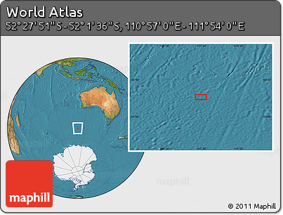 Satellite Location Map of the Area around 52°&nbsp;14'&nbsp;43"&nbsp;S,&nbsp;111°&nbsp;25'&nbsp;30"&nbsp;E