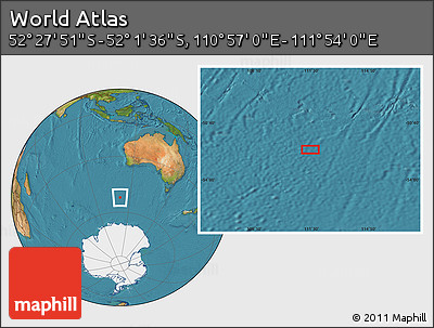 Satellite Location Map of the Area around 52°&nbsp;14'&nbsp;43"&nbsp;S,&nbsp;111°&nbsp;25'&nbsp;30"&nbsp;E