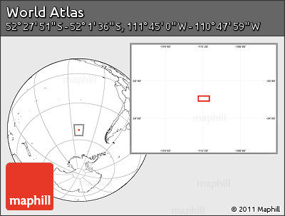 Blank Location Map of the Area around 52° 14' 43" S, 111° 16' 30" W