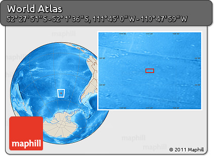 Shaded Relief Location Map of the Area around 52° 14' 43" S, 111° 16' 30" W