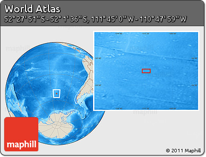 Shaded Relief Location Map of the Area around 52° 14' 43" S, 111° 16' 30" W