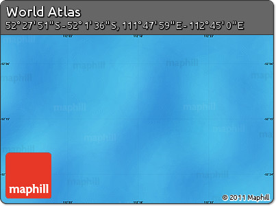 Physical Map of the Area around 52° 14' 43" S, 112° 16' 30" E