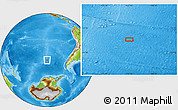 Physical Location Map of the area around 52° 14' 43" S, 112° 7' 30" W