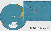 Satellite Location Map of the area around 52° 14' 43" S, 112° 7' 30" W