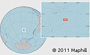 Gray Location Map of the area around 52° 14' 43" S, 112° 58' 29" W, hill shading