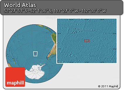 Satellite Location Map of the Area around 52° 14' 43" S, 112° 58' 29" W