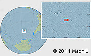 Savanna Style Location Map of the area around 52° 14' 43" S, 112° 58' 29" W, hill shading