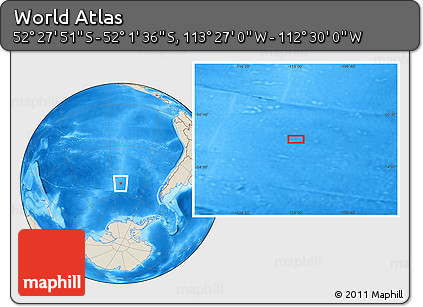 Shaded Relief Location Map of the Area around 52° 14' 43" S, 112° 58' 29" W
