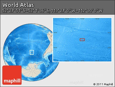 Shaded Relief Location Map of the Area around 52° 14' 43" S, 112° 58' 29" W