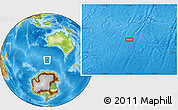 Physical Location Map of the area around 52° 14' 43" S, 113° 58' 29" E