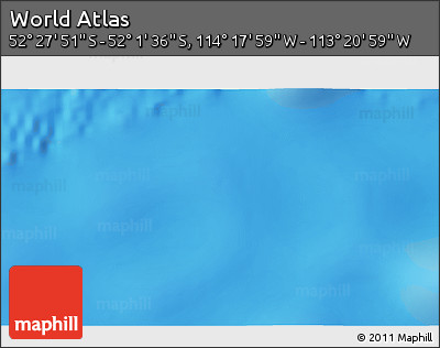 Physical 3D Map of the Area around 52° 14' 43" S, 113° 49' 29" W