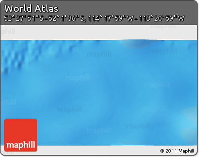 Physical 3D Map of the Area around 52° 14' 43" S, 113° 49' 29" W