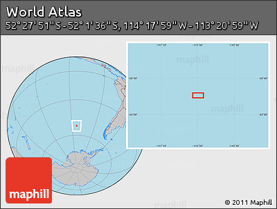 Gray Location Map of the Area around 52° 14' 43" S, 113° 49' 29" W