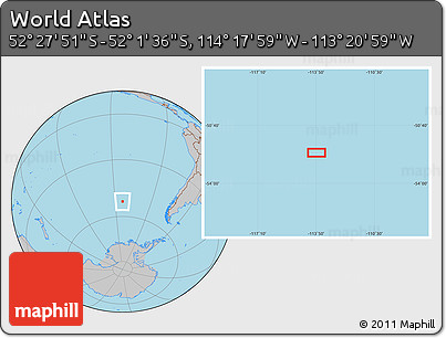 Gray Location Map of the Area around 52° 14' 43" S, 113° 49' 29" W