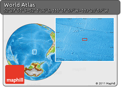 Physical Location Map of the Area around 52° 14' 43" S, 113° 49' 29" W