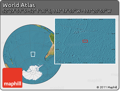 Satellite Location Map of the Area around 52° 14' 43" S, 113° 49' 29" W
