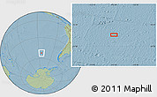 Savanna Style Location Map of the area around 52° 14' 43" S, 113° 49' 29" W, hill shading