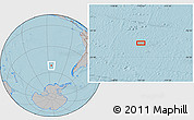 Gray Location Map of the area around 52° 14' 43" S, 114° 40' 30" W, hill shading